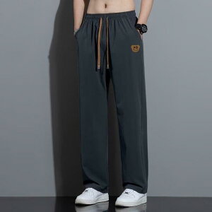 カジュアルパンツ メンズ 男性用 イージーパンツ ストレートパンツ リラックスパンツ 薄手 接触冷感 吸湿速乾 無地 黒 ブラック グレー系 春夏