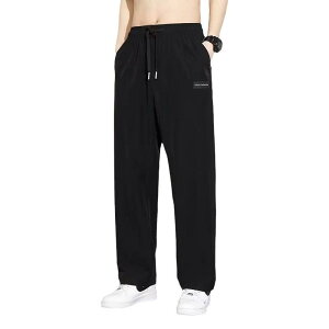 パンツ メンズ 接触冷感 イージーパンツ 涼しい 夏用 薄手 テーパード ストレート ポリエステル 無地 黒 グレー ビジネス オフィス カジュアル 通勤 部屋着