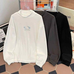 Tシャツ メンズ 裏起毛 カットソー 秋冬 長袖 ハーフ ハイネック ゆったり 厚手 あったか 暖かい インナー トップス カジュアル(x2)