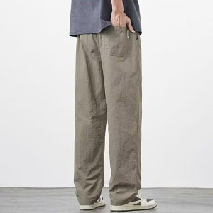 カジュアルパンツ 男性用 ワークパンツ ルーズフィット ストレートパンツ 耐摩耗性 ウエストゴム ポリエステル ブラック グレー カーキ 普段使い アウトドア