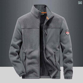 フリースジャケット メンズ アウトドア スポーツウェア 防寒 登山ウェア 厚手 ジップアップ ブルゾン ジャンパー カーディガン 部屋着 秋冬 グレー 黒 青 カーキ(x2)