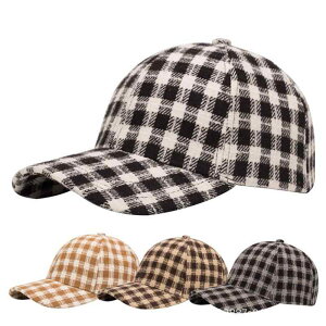 帽子 レディース メンズ キャップ 秋冬 ウール 格子柄 野球帽 紫外線対策 58cm 防寒 保温 アウトドア 旅行(x2)