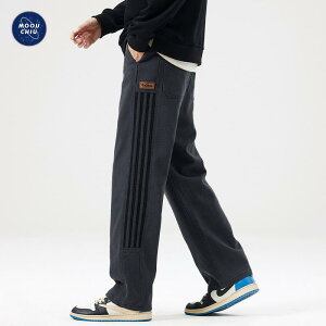 パンツ メンズ 男性用 カジュアルパンツ イージーパンツ ストレートパンツ リラックス ゆったり ルーズ ズボン 秋冬 3本ライン 裾絞り ジャージ 普段使い 部屋着