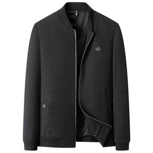 ジャケット 男性用 大きいサイズ カジュアル ベースボール襟 格子柄 春秋 ポリエステル ブラック