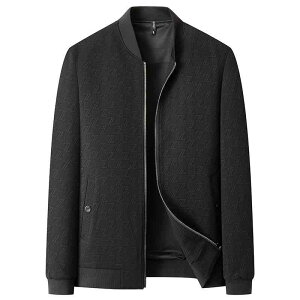 ジャケット 男性用 大きいサイズ カジュアル スタンドカラー ブルゾン 普段使い リブ裾 ポリエステル ブラック