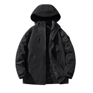 ジャケット メンズ 大きいサイズ 防寒 中綿 裏起毛 3WAY フード付き アウター 秋冬 耐摩耗性 防風 撥水性 ブラック カーキ グリーン ホワイト