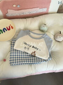 子供用パジャマ 春秋 子供用ルームウェア 上下セット 男女兼用 長袖 Tシャツ ズボン 格子柄 アニマルプリント 薄手 かわいい 伸縮性 吸湿速乾 90 100 110 120 130