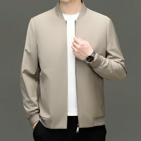 ジャケット メンズ 男性用 ウール混紡 ベースボールジャケット カジュアル スタイル ゆったりシルエット ミドルエイジ カーディガン アウター 春秋 シーズン 可能 カーキ ネイビー