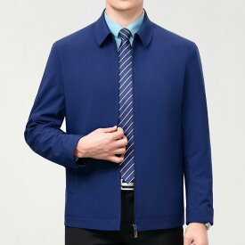 ジャケット 男性用 紳士服 桑蚕糸 アウター 春秋 上着 薄手 ミドルエイジ ビジネス ラペル ジッパー ポケット付き ブラック 黒 ワインレッド カーキ ネイビー ブルー 青 グリーン グレー