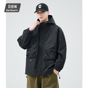 マウンテンパーカー メンズ フード付き 登山服 ジャケット 男性用 ブルゾン アウター ワークウェア スプリングコート 春秋 ブラック カーキ パープル グリーン 耐摩耗