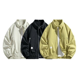 ジャケット メンズ 男性用 ブルゾン 大きいサイズ 撥水 防風 通気性 耐摩耗 ?色 ポリエステル 蛍光イエロー カーキ ブラック