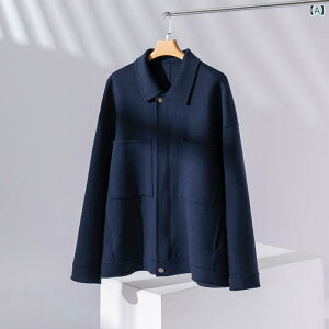 23 秋冬 折り 襟 ファスナー ウール 両面 ウール ジャケット 男性 ショート カジュアル 男性 コート(x2)