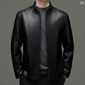 秋冬 男性の 海 寧の 皮の 服の 中で 老年 羊の 皮の ジャケット ビジネスの レジャーの 修身の 厚手 コート