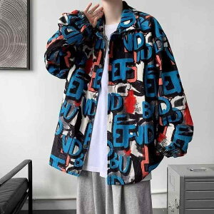 ジャケット 男性用 コーデュロイ 提花柄 襟付き エスニック風 ゆったりサイズ ルーズ ストリートスタイル カジュアル ブルー 青系 ブラック 黒系(x2)