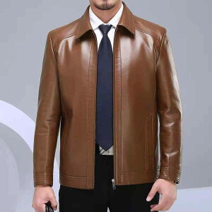 レザージャケット メンズ 男性用 紳士 シニア ブルゾン ジャンパー アウター PUレザー ゆったりサイズ スタンドカラー 立ち襟 黒 ブラック 茶色 ブラウン 春秋