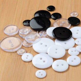 ボタン シャツ 衬衣 用 2つ穴 樹脂ボタン 黒 白 透明 9mm 10mm 115mm 125mm 15mm 18mm 20mm 23mm 25mm(x111)