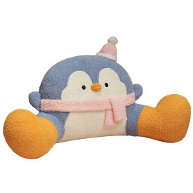 クッション かわいい ペンギン ぬいぐるみ ベッド ソフトバッグ 背もたれ枕 ソファ 腰当て 昼寝枕 取り外し可能 セーラー绒 PP綿 グレー ブルー 65 40cm 85 45cm