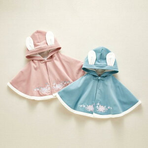 ベビー ポンチョ ケープ 秋冬 厚手 コットン 新生児 乳幼児 子供 赤ちゃん 防寒 フード付き ピンク ブルー