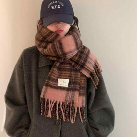 マフラー ストール メンズ レディース 秋冬 格子柄 あったか 学生 レトロ 美ラードカラー 配色 おしゃれ かわいい 防寒 プレゼント