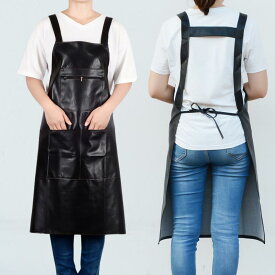 エプロン 男性用 ワークエプロン 撥水 防油 ソフトレザー カフェ風 作業用 DIY ガーデニング 料理教室 キッチン