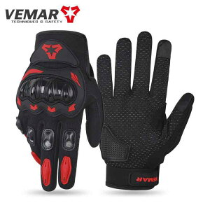 バイク グローブ 男性用 防滑 耐衝撃 タッチパネル対応 通気 サイクルグローブ 春夏 秋冬 赤 黒 ポリエステル(x3)