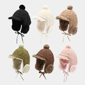 帽子 キッズ 子供用 防寒帽子 耳当て付き ベビー帽子 2歳 3歳 4歳 秋冬 防風 保温 カーキ 草色 黒 ピンク ベージュ コーヒー色 かわいい 小清新(x2)