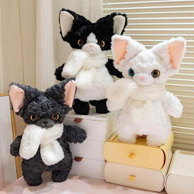 ぬいぐるみ 子供用 猫 黒猫 白猫 黒白 猫 ドイツ猫 柔らかい かわいい アニマル 人形 ぬいぐるみ 玩具