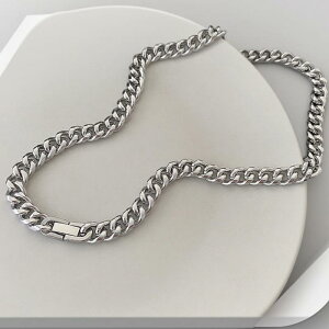 ネックレス メンズ レディース チタン鋼 喜平 チョーカー 太め チェーン 男女兼用 アクセサリー HIPHOP ストリート シルバー シルバー
