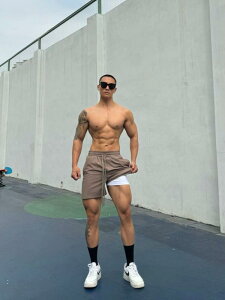 ハーフパンツ メンズ 男性用 インナー付き スポーツ トレーニング ランニング ウェア 速乾性 通気性 接触冷感 カーキ 深グレー 浅グレー ホワイト ブラック スカイブルー