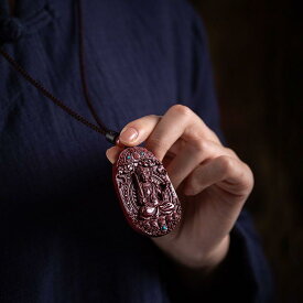 ネックレス メンズ 干支 守護神 菩薩 朱砂 ペンダント 御守り アクセサリー 牛 寅年生まれ 文芸復古スタイル