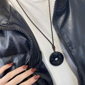 ネックレス メンズ 黒曜石 生肖 ペンダント 男性用 本命年 黒 鼠 牛 虎 兎 竜 蛇 馬 羊 猿 鶏 犬 猪