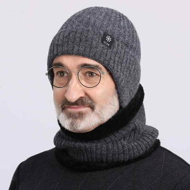 帽子 メンズ 高齢者 紳士用 ニット帽 裏起毛 防寒 保温 イヤーマフ付き 秋冬 ブラック 紺 グレー(x3)