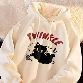 パーカー メンズ 秋冬 裏起毛 スウェット トレーナー 猫柄 プリント プルオーバー フード付き 暖かい ゆったり 大きいサイズ ポリエステル