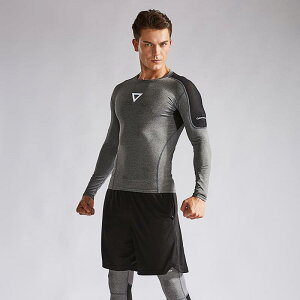 スポーツウェア メンズ 男性用 トレーニングウェア 長袖 速乾性 運動着 ジム バスケットボール ランニング ポリエステル 黒 ブラック グレー