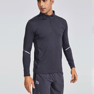 Tシャツ メンズ 男性用 長袖 ハーフジップ スポーツウェア ランニングウェア 立襟 トップス ポリエステル ブラック 黒 深灰 赤 橙 白 霧霾藍 XS S M L XL 2XL 3XL 4XL 春秋 アウトドア 運動着