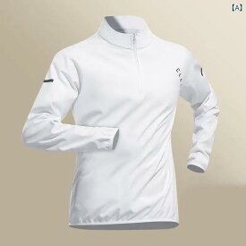 ランニングウェア メンズ セットアップ 吸湿速乾 長袖 Tシャツ トレーニングウェア スポーツウェア 立襟 ポリエステル ホワイト ブラック