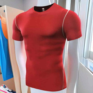 Tシャツ メンズ 男性用 スポーツウェア 速乾性 ストレッチ トレーニングウェア PRO サッカー バスケットボール ランニング フィットネス ウェア トップス 赤 緑 青 黒 白 グレー