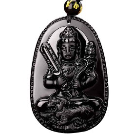 ネックレス レディース メンズ 黒曜石 十二支 干支 本命 仏像 菩薩 ペンダント お守り 開運 厄除け アクセサリー