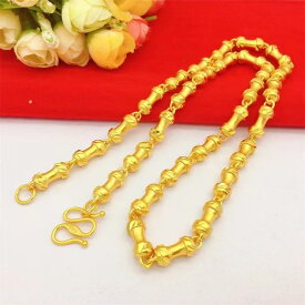 ネックレス 男性用 竹節 チェーン 24k 電気メッキ加工 模造ゴールド ジュエリー ショー ビジネス ラッキーアイテム レトロ 文芸 豪華感1