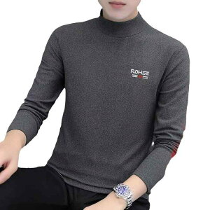 Tシャツ メンズ 男性用 裏起毛 ハイネック トップス 長袖 インナーシャツ 防寒 暖かい 伸縮性 ストレッチ 秋冬 ダークグレー ブラック ホワイト ブラウン カーキ ダークブラウン