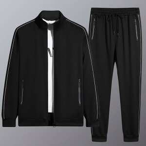 メンズ セットアップ 男性用 運動着 ジャージ 上下セット 秋冬 ポリエステル 普段使い 部屋着 グレー ブラック