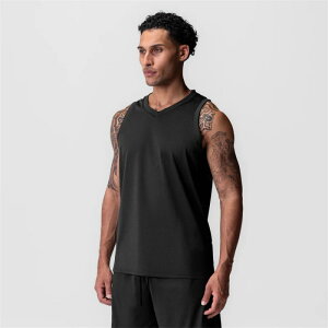 タンクトップ メンズ 男性用 ランニング トレーニング 吸湿速乾 伸縮性 スポーツ ノースリーブ ジム 陸上 マラソン 白/グレー/黒/赤/緑 ポリエステル(x2)