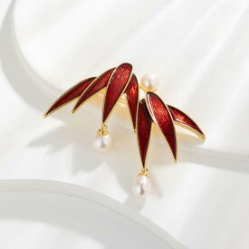 ブローチ レディース 竹モチーフ 淡水パール エレガント 高見え 記念品 小物 ギフト