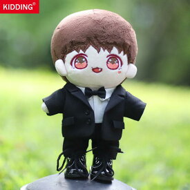 ぬいぐるみ 服 20cm 15cm ストライプ スーツ 上下セット ドール 人形用 青年 ブラック 黒