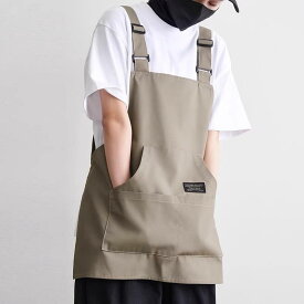 エプロン 男女兼用 撥水 キャンバス カフェ 書店 レストラン 厨房 家庭用 作業服 ブラック ダークブラウン カーキ