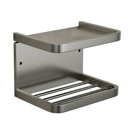 トイレットペーパーホルダー 壁掛け 棚付き アルミ 洗面ティッシュ収納 浴室 トイレ ペーパータオル ボックス 防水 多用途1