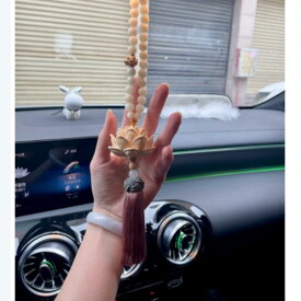 カーアクセサリー 車載アクセサリー 蓮の花 車内装飾 ペンダント 金糸竹珠 豪華褐粉 韻味紫