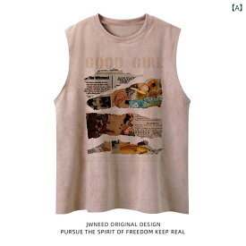 のな アメリカン レトロ ノースリーブベスト 女性用 夏 カップル 甘辛 ニッチ ウエスト コート トップ のなアメリカンヴィンテージのレトロ袖なしトップス