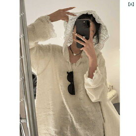 韓国 レース テッチ 長袖 フード 付き セーター レディース 秋 ゆったり スタイル トップス のレース使いの長袖パーカー.ニットトップス