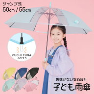 LINEDROPS 雨傘 子供用 キッズ 飛び出してない露先 透明窓付き 無地 シンプル ジャンプ式 ミント パープ…